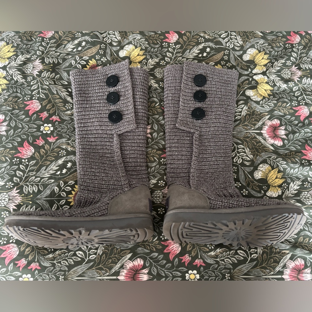 UGG Cozy Knit Button-Up Boots - Gray